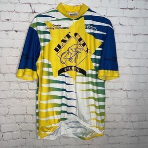 Vomax Men's Yellow/Blue Hat City 1/2 Zip Cycling Jersey Shirt Size 6/XXL